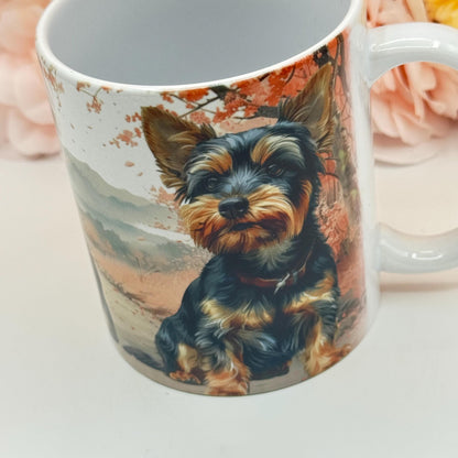 Yorkshire Terrier Pink Blossom 11oz Ceramic Dog Mug