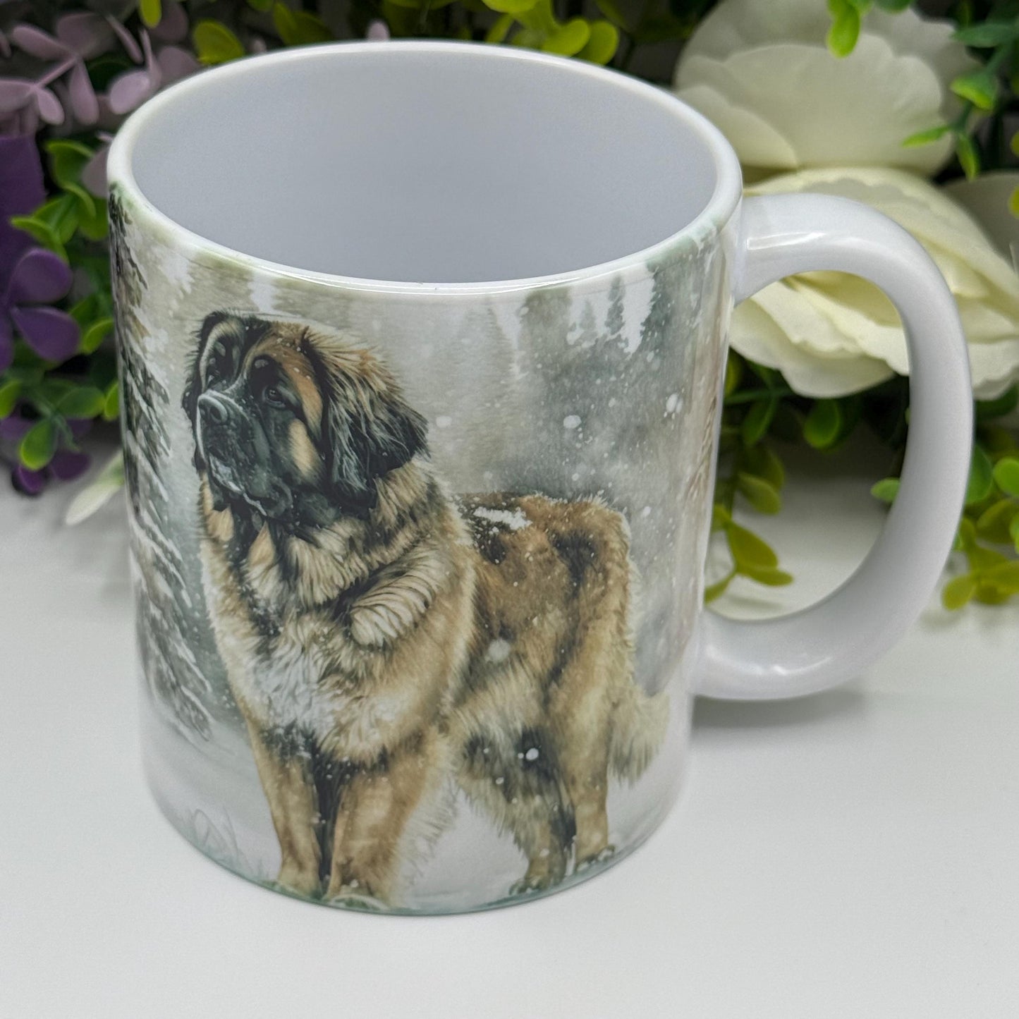 Leonberger Winter Snowy Forest 11oz Ceramic Dog Mug