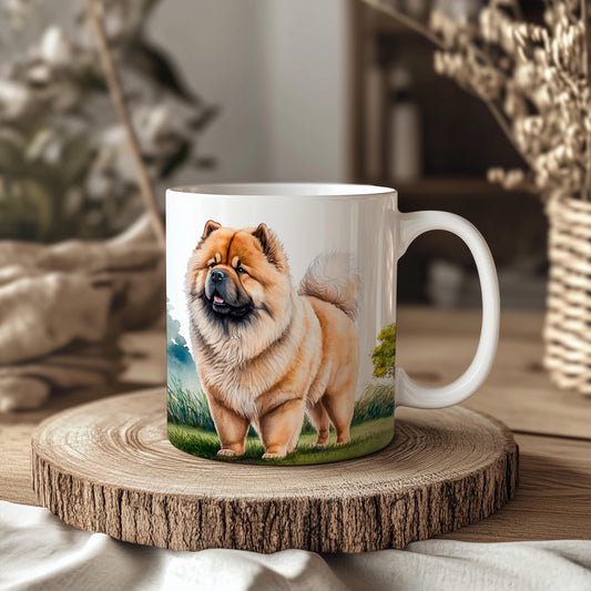 Chow Chow Landscape 11oz Ceramic Dog Mug: Unique Pet Lover Gift