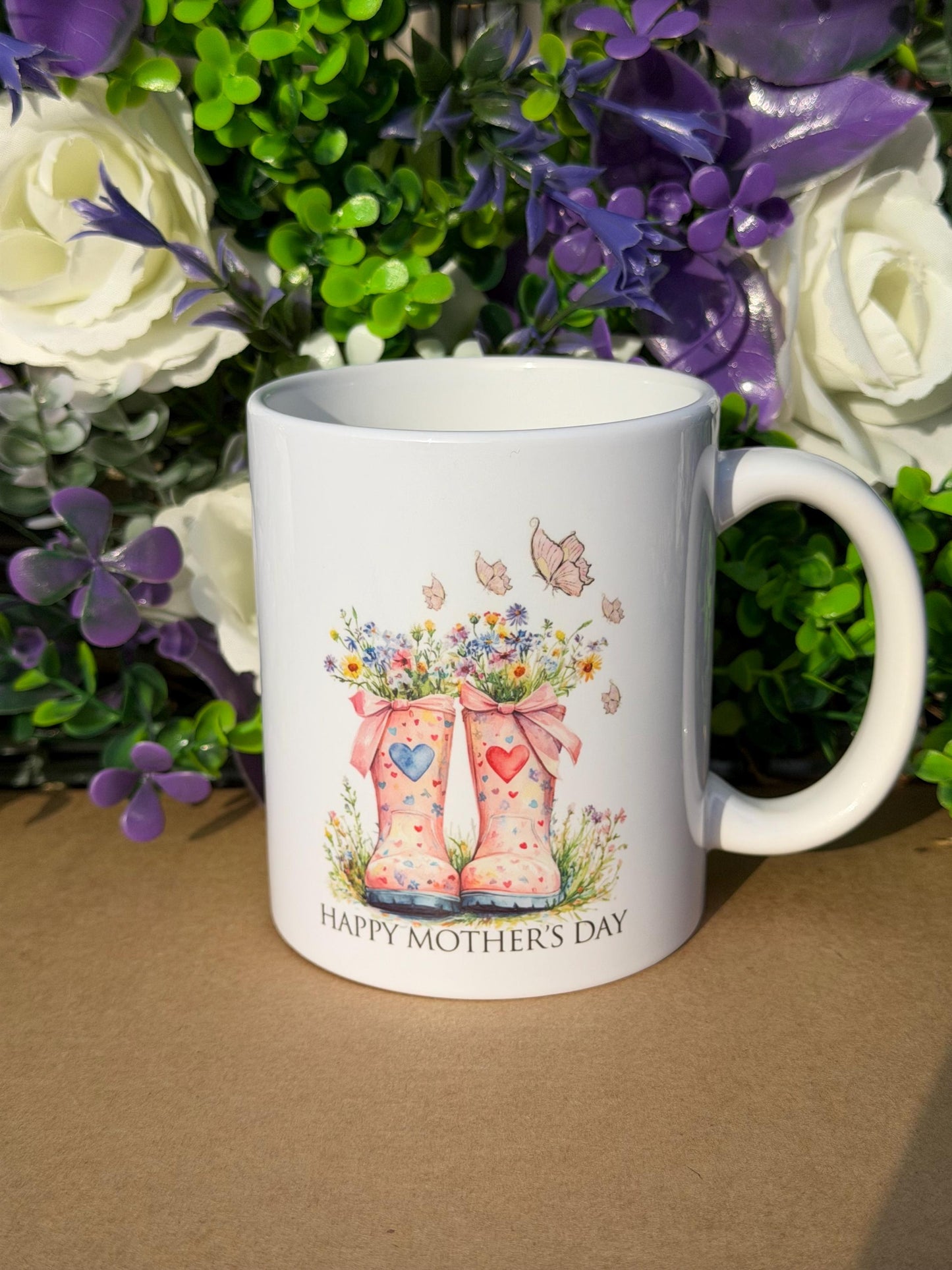 Mother's Day Floral Wellies 11oz Mug