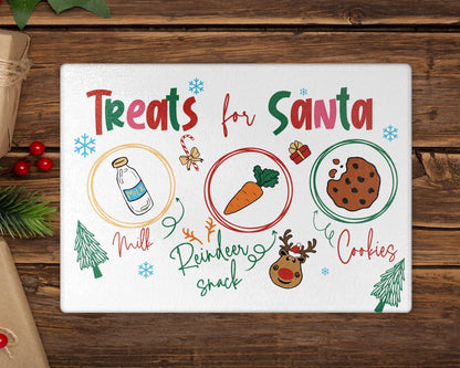 Treats For Santa Glass Chopping Board 8inch x 11inch