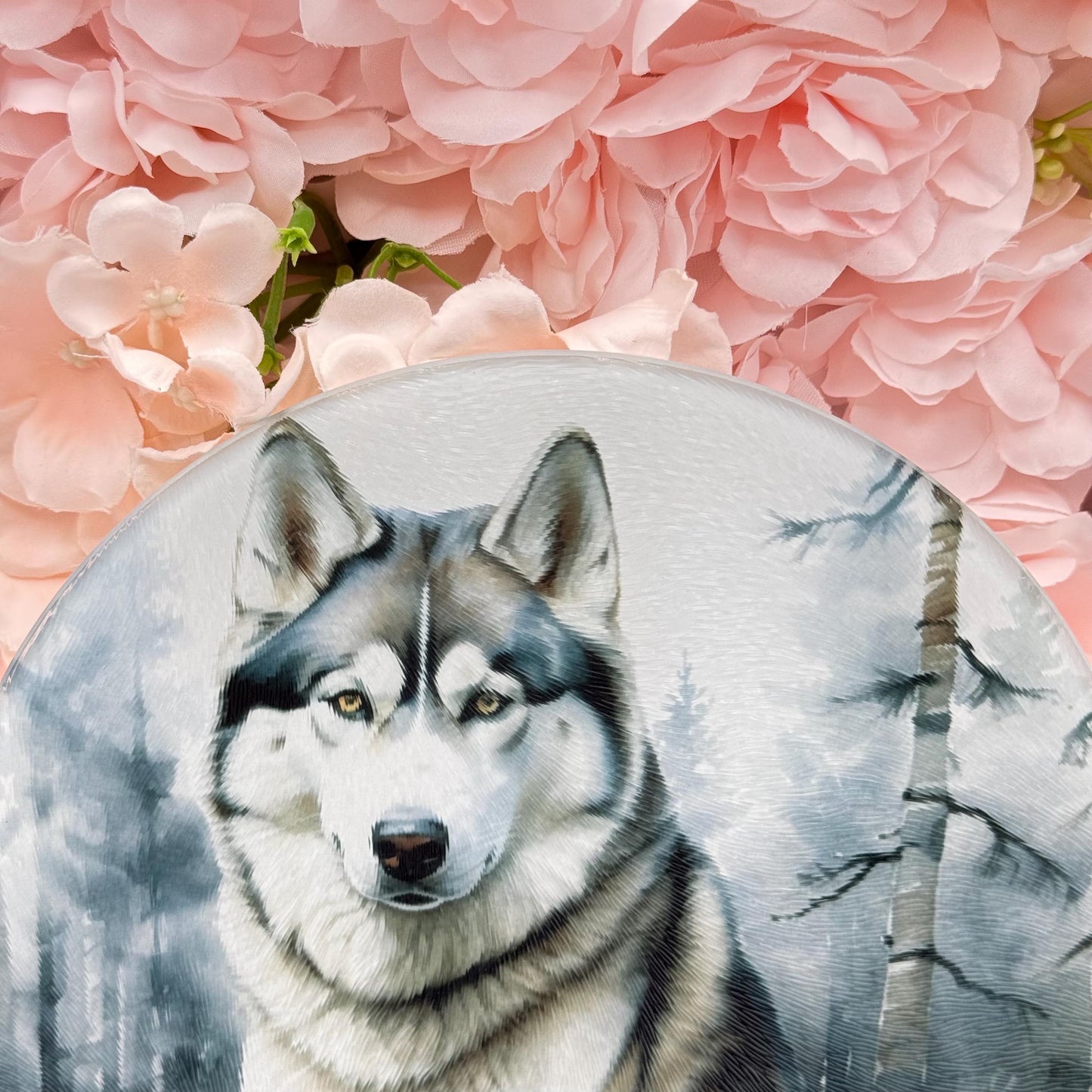 Husky Glass Round Tea Pot Holder/Chopping Board