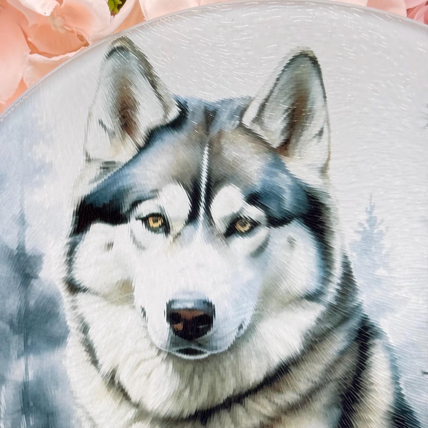 Husky Glass Round Tea Pot Holder/Chopping Board