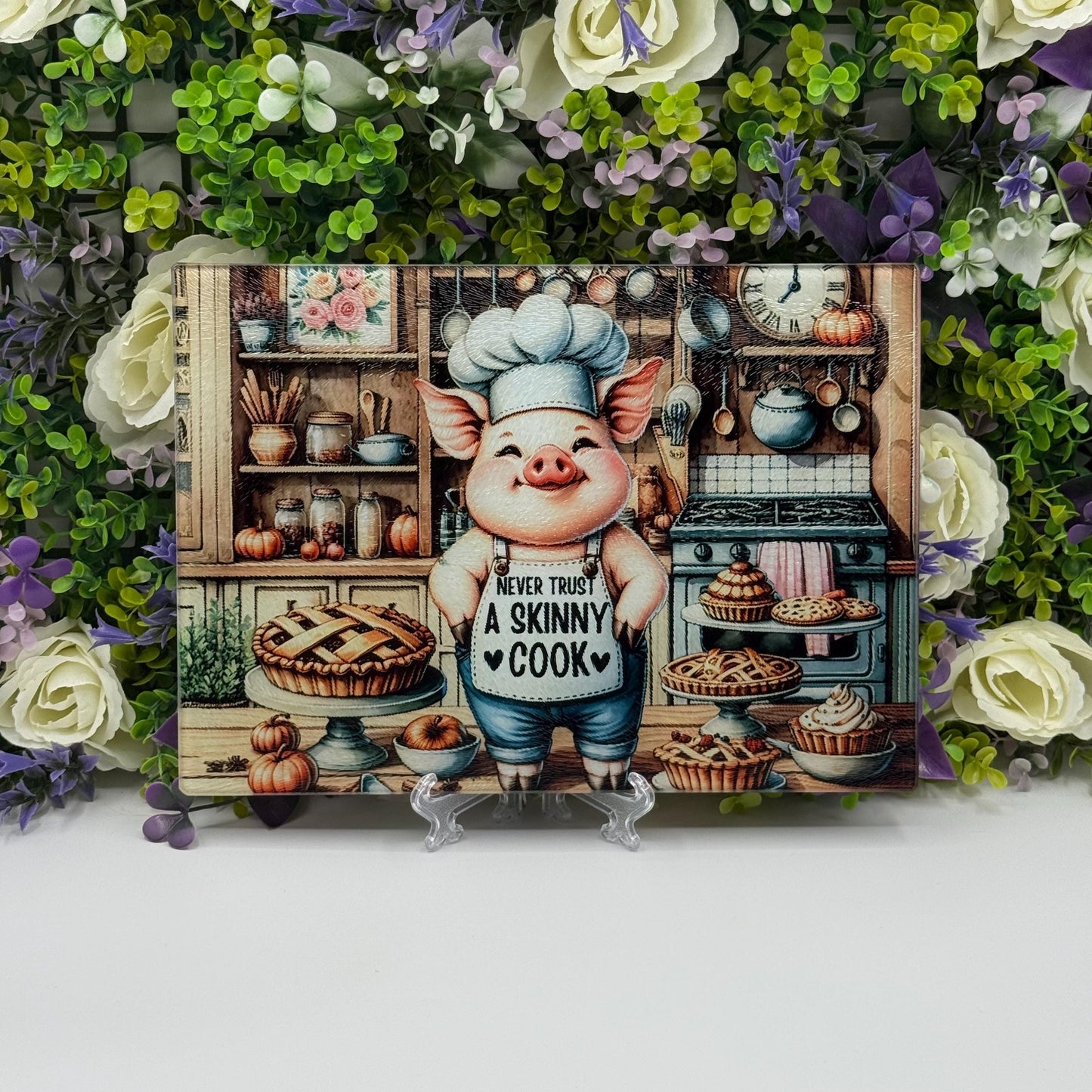 Skinny Cook Humour 8inchx11inch Glass Chopping Board