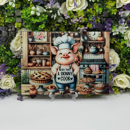 Skinny Cook Humour 8inchx11inch Glass Chopping Board