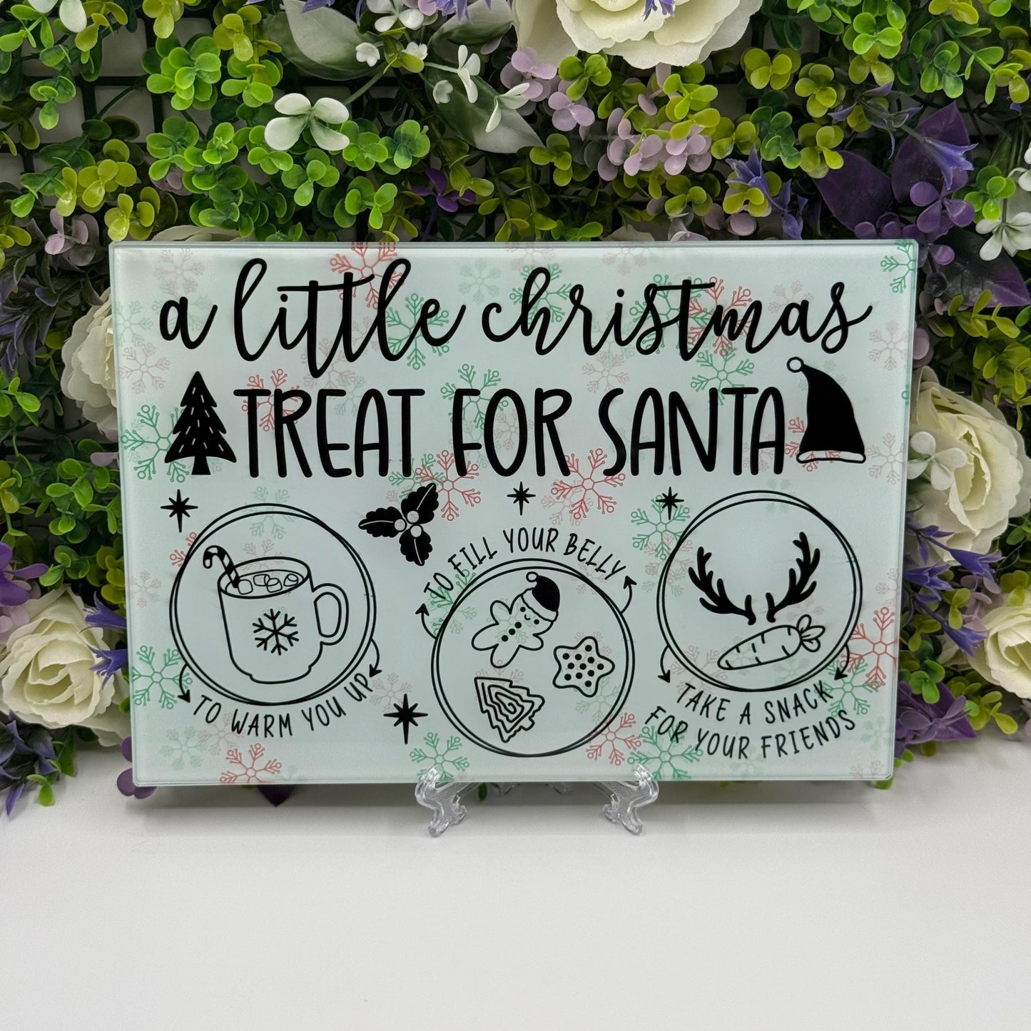 Christmas Treat For Santa Glass Chopping Board 8inch x 11inch
