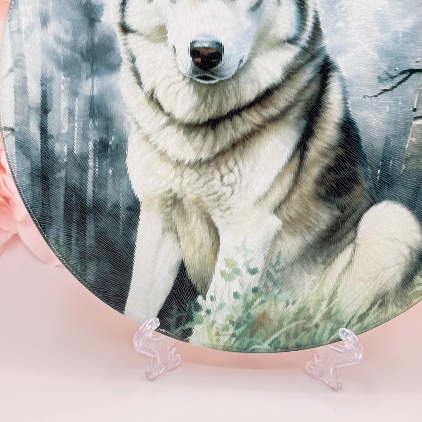 Husky Glass Round Tea Pot Holder/Chopping Board