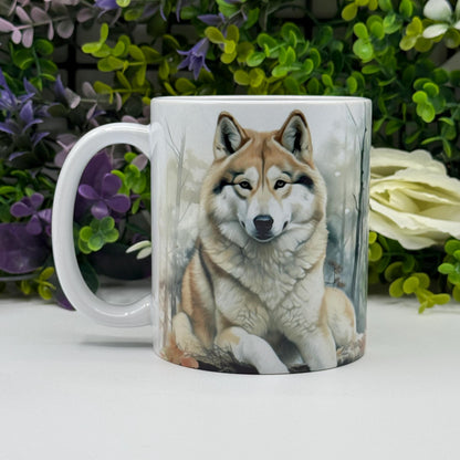 Husky Ceramic 11oz Dog Mug: Handmade Coffee Gift for Pet Lovers