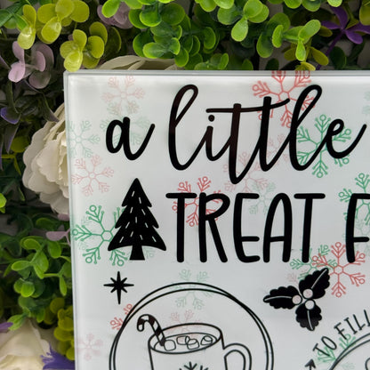 Christmas Treat For Santa Glass Chopping Board 8inch x 11inch