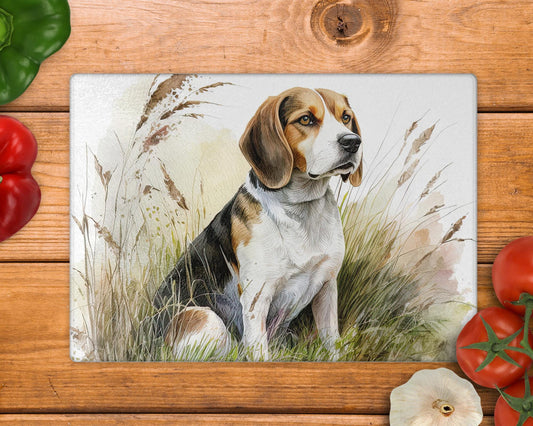 Beagle Glass Chopping Board / 8inch x 11inch / Handmade Kitchen Decor