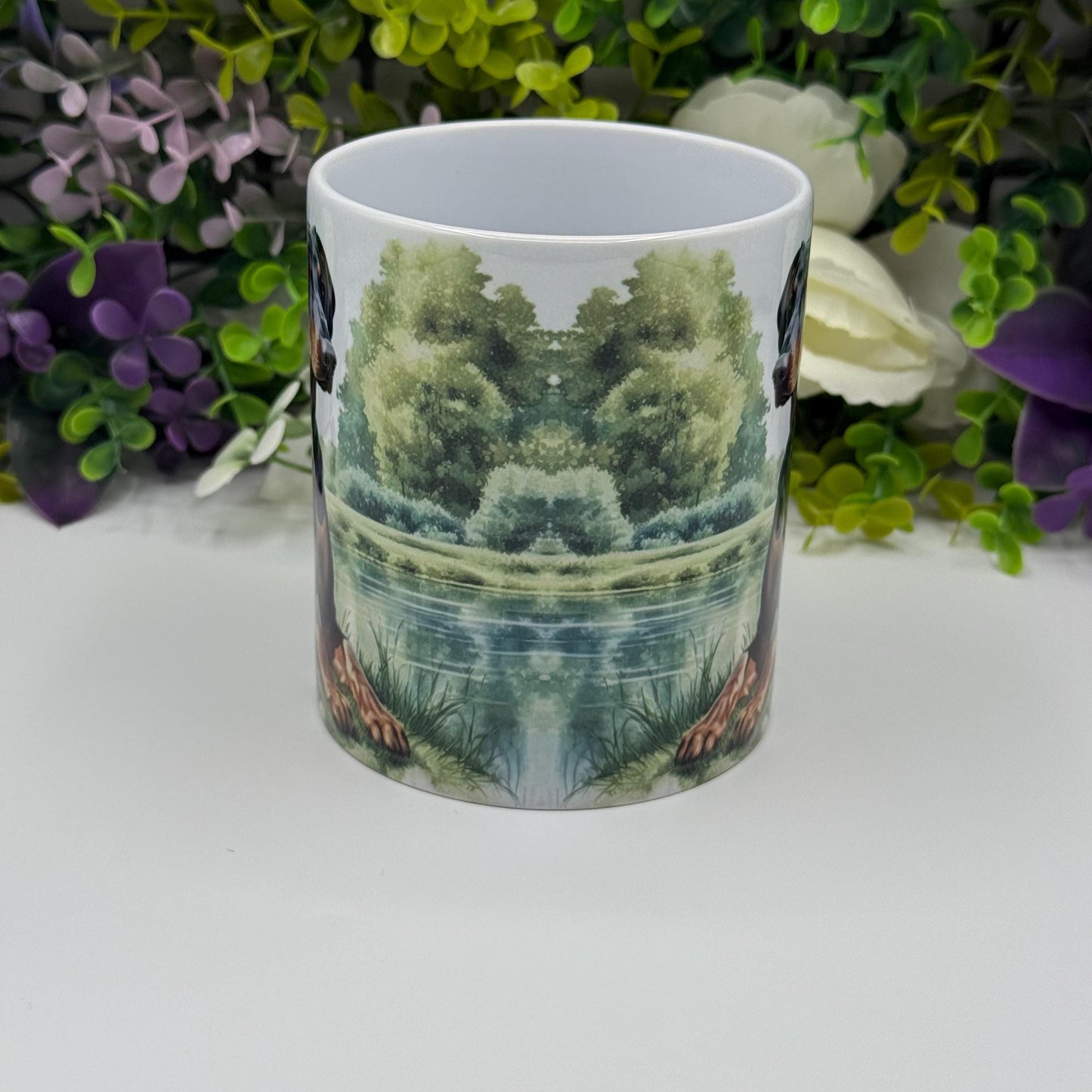 Doberman Lake Ceramic 11oz Mug: Handmade Coffee Gift for Pet Lovers