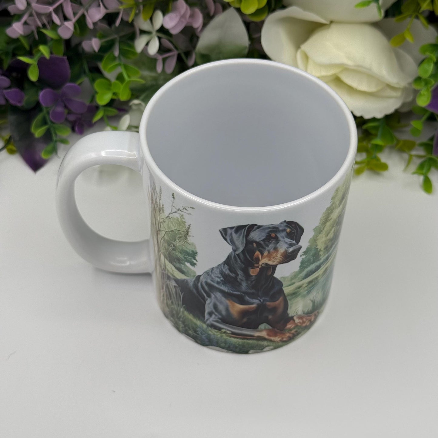 Doberman Lake Ceramic 11oz Mug: Handmade Coffee Gift for Pet Lovers