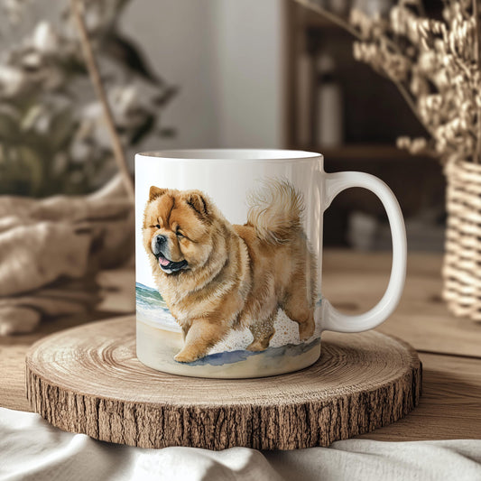 Chow Chow Beach 11oz Ceramic Dog Mug: Unique Pet Lover Gift