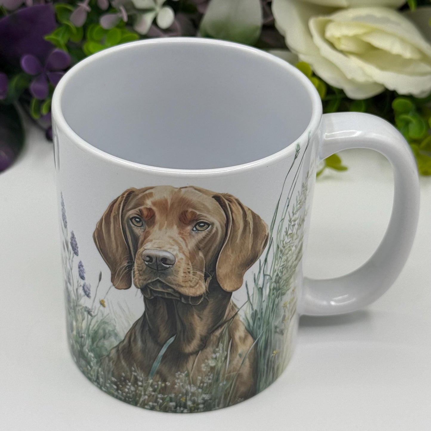 Hungarian Vizsla Floral Grass 11oz Ceramic Mug