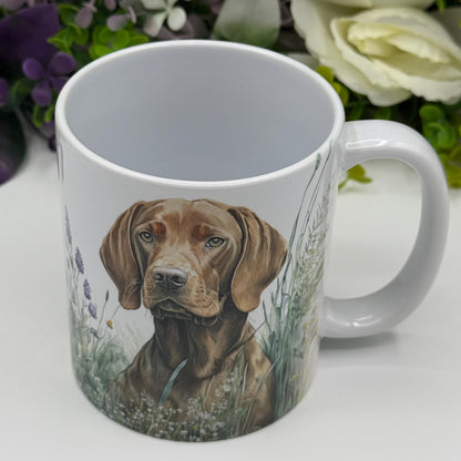 Hungarian Vizsla Floral Grass 11oz Ceramic Mug