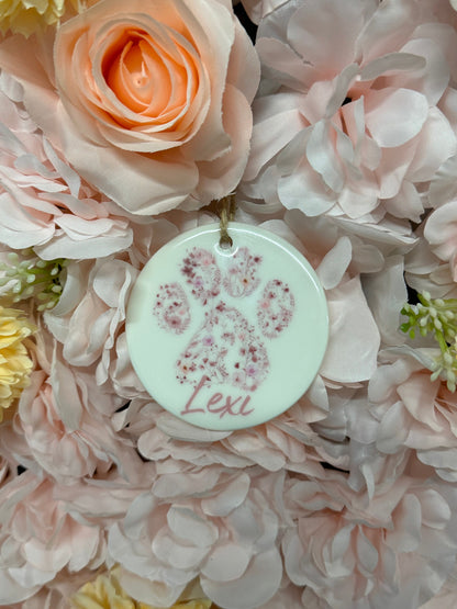 Personalized Dog Paw Print Ceramic Ornament: Keepsake Gift