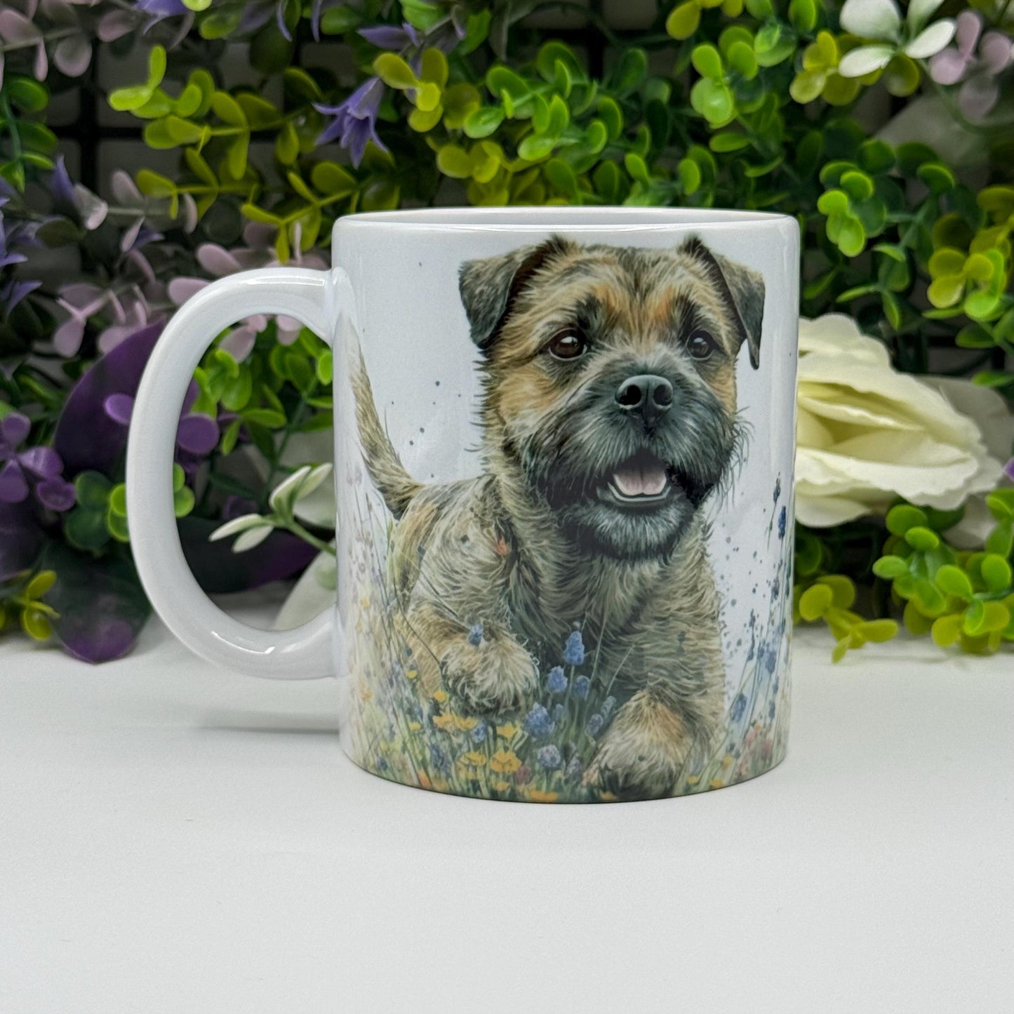 Border Terrier Wildflower Floral Ceramic 11oz Dog Mug