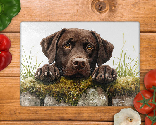 Labrador Peeking Glass Chopping Board - Worktop Saver