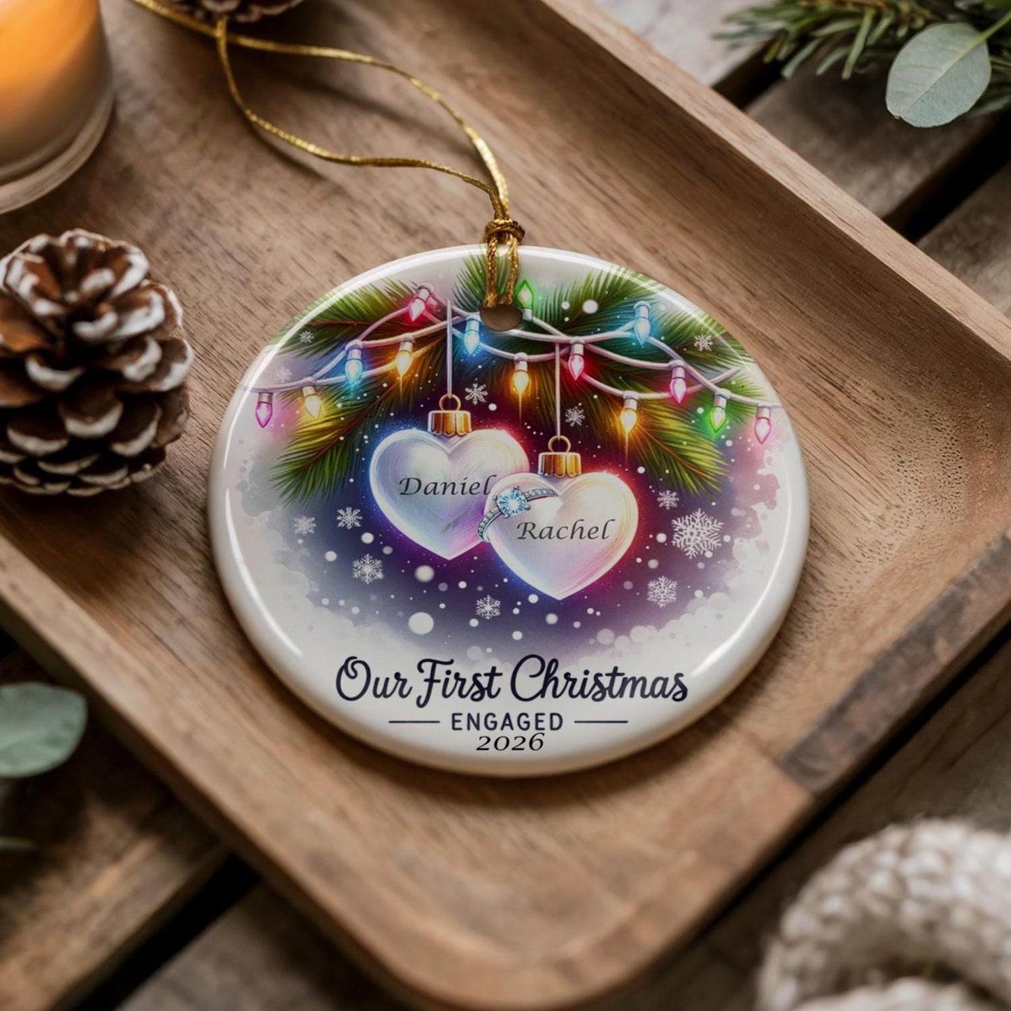 Our First Christmas Engaged 2026 Ceramic Ornament - Tree Decoration - Memorabilia Gifts