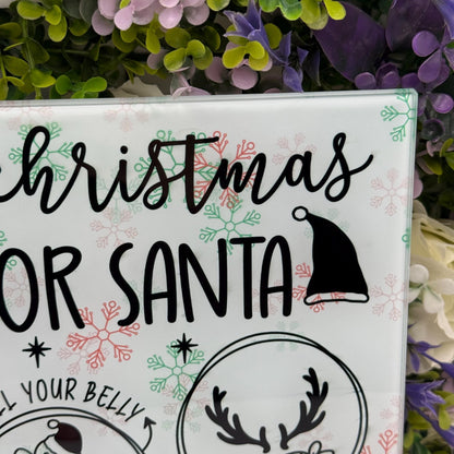 Christmas Treat For Santa Glass Chopping Board 8inch x 11inch