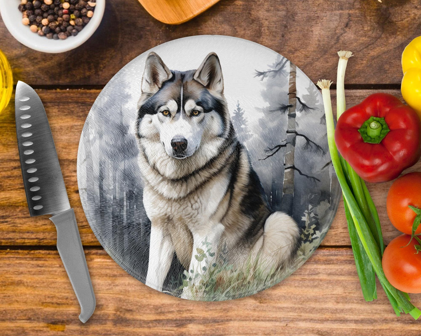 Husky Glass Round Tea Pot Holder/Chopping Board
