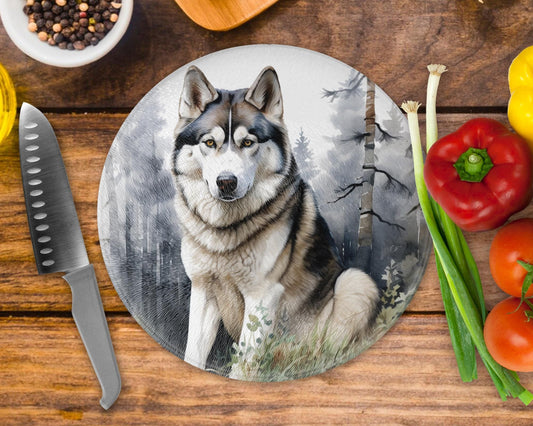Husky Glass Round Tea Pot Holder/Chopping Board