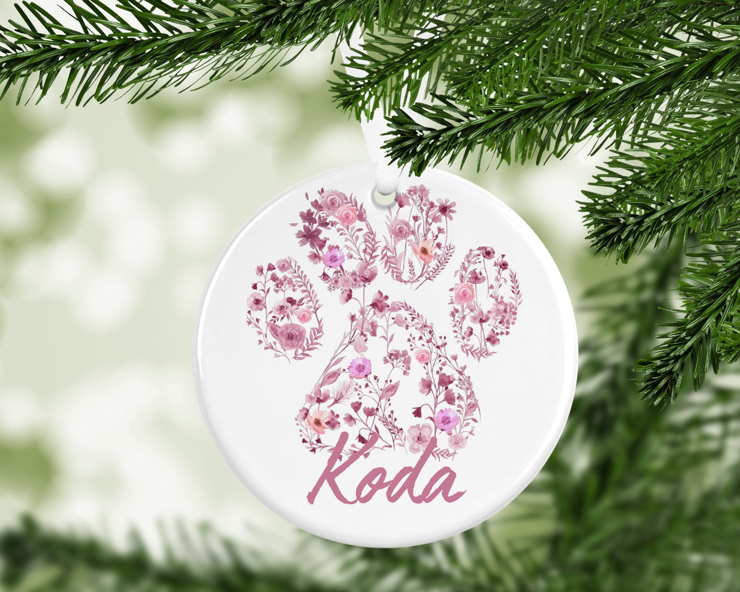 Personalized Dog Paw Print Ceramic Ornament: Keepsake Gift