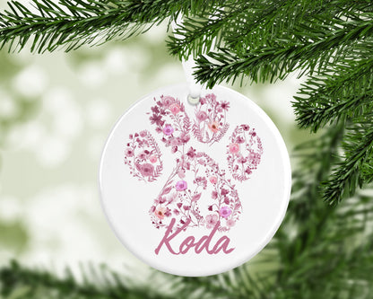 Personalized Dog Paw Print Ceramic Ornament: Keepsake Gift