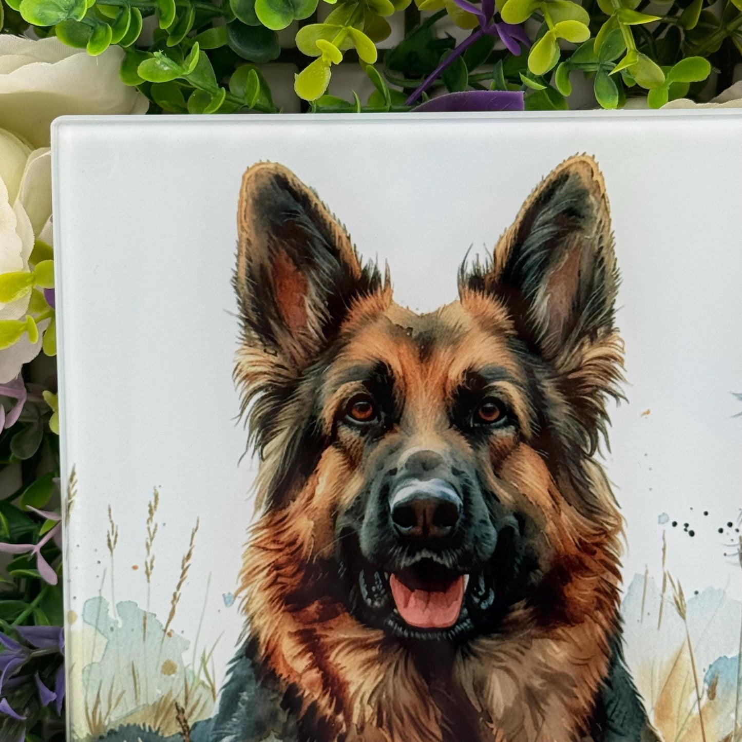 German Shepherd Glass 8inch x 11inch Chopping Boards