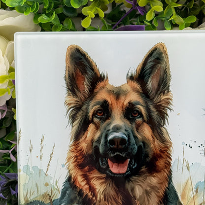 German Shepherd Glass 8inch x 11inch Chopping Boards