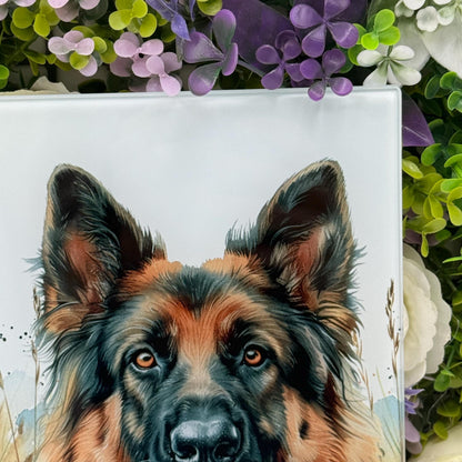 German Shepherd Glass 8inch x 11inch Chopping Boards