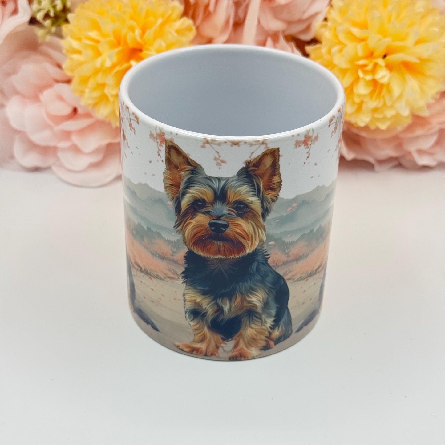 Yorkshire Terrier Pink Blossom 11oz Ceramic Dog Mug