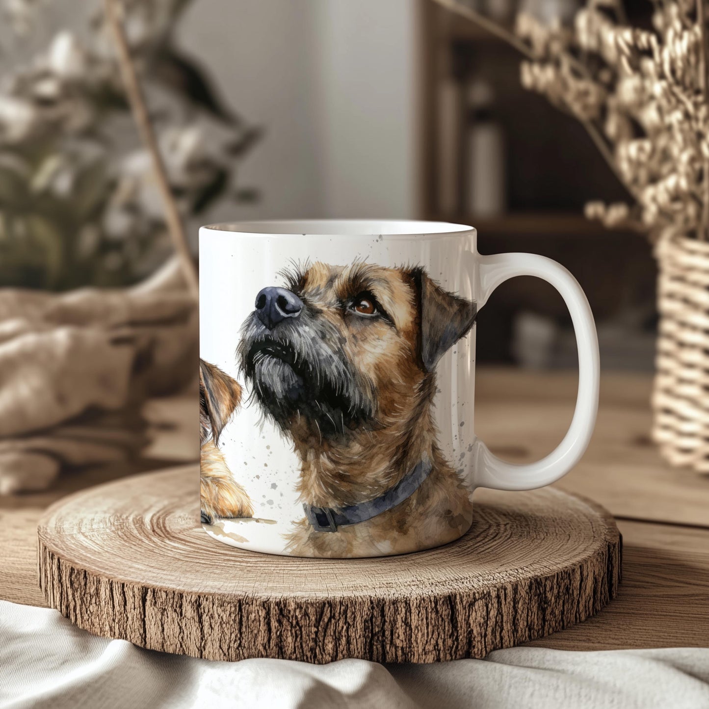 Border Terrier Dog Head Mug: Handmade Ceramic Coffee Cup, Pet Lover Gift