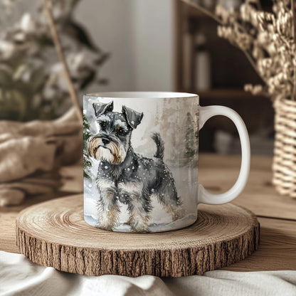 Schnauzer Winter Snow Forest 11oz Ceramic Mug