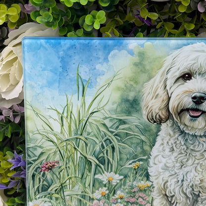 Cockapoo Floral 8inch x 11inch Glass Chopping Board
