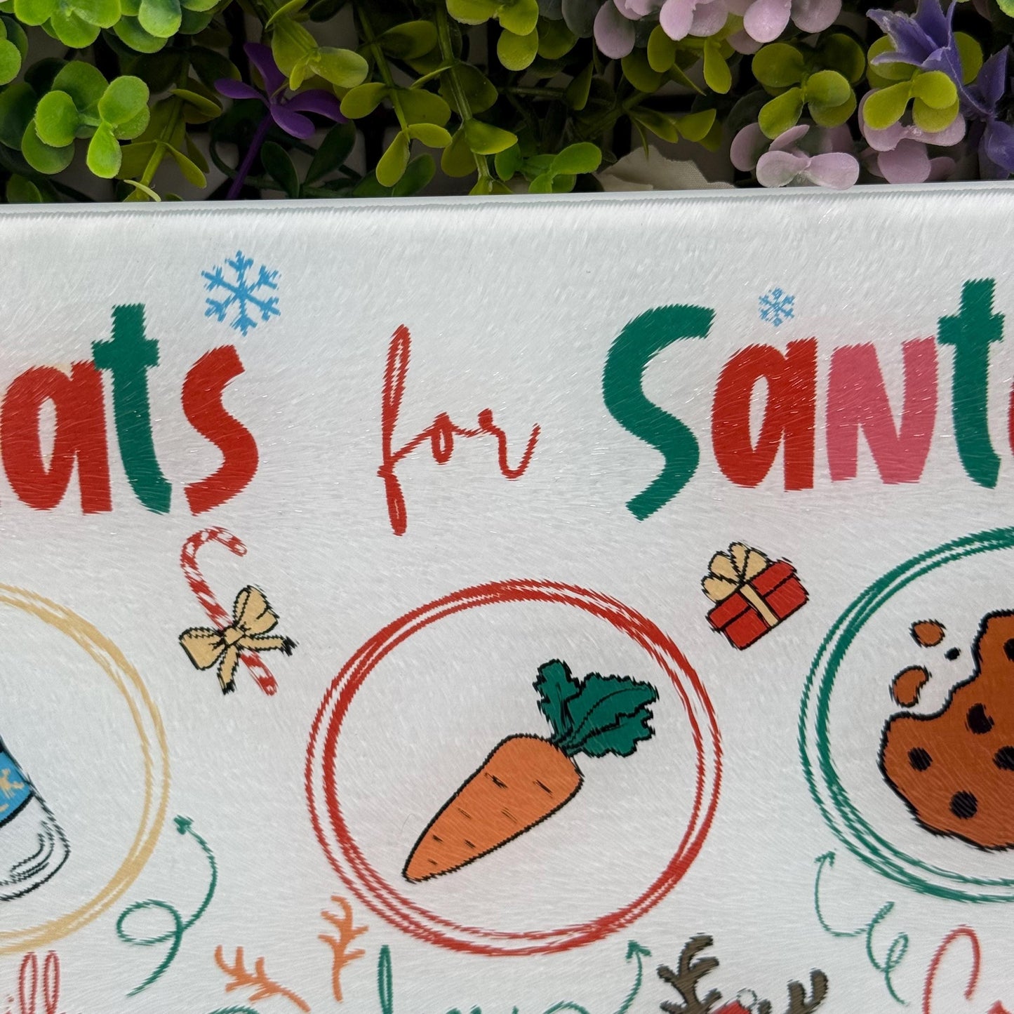 Treats For Santa Glass Chopping Board 8inch x 11inch