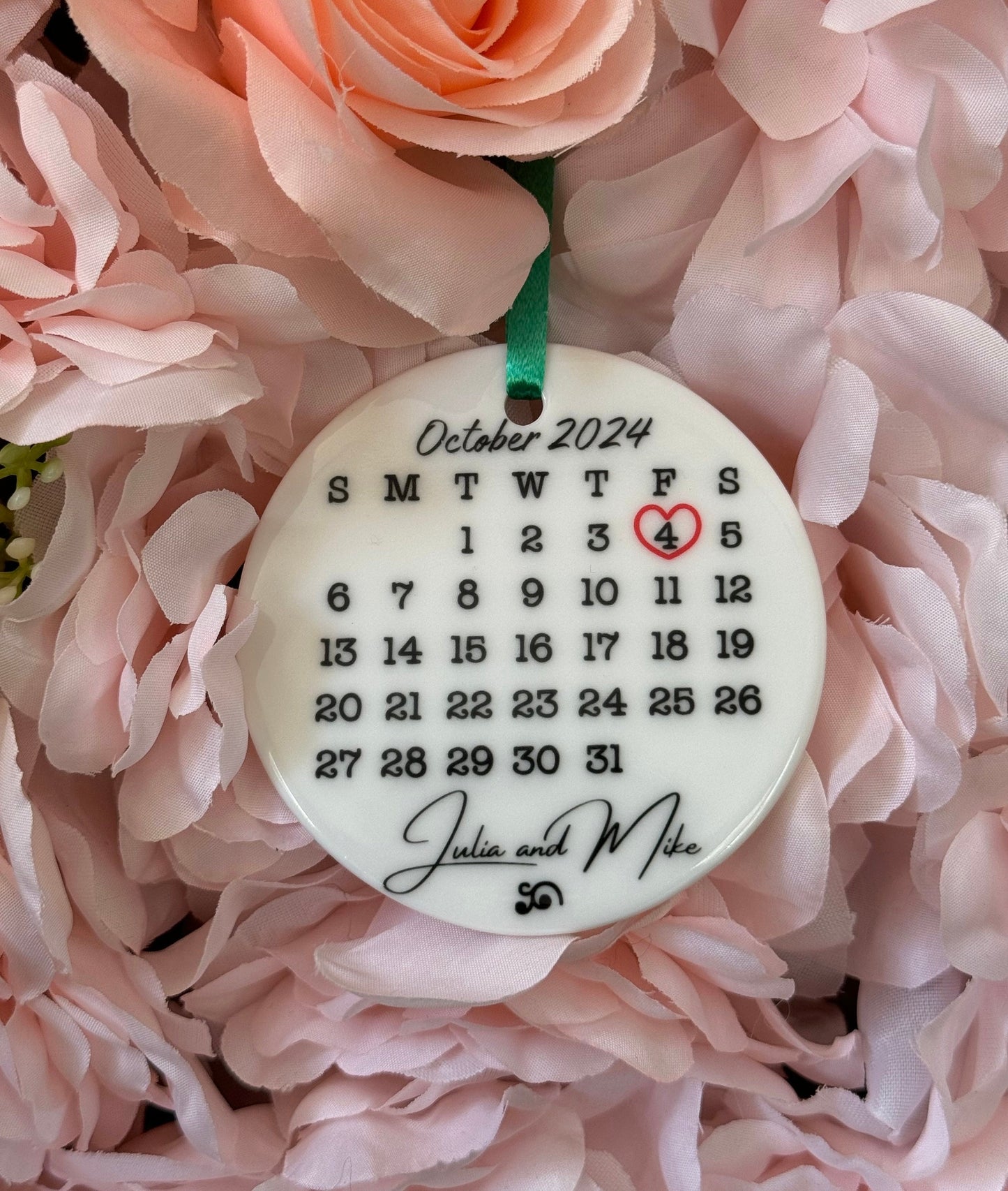 Personalized Date Calendar Ornament: Anniversary Keepsake Gift