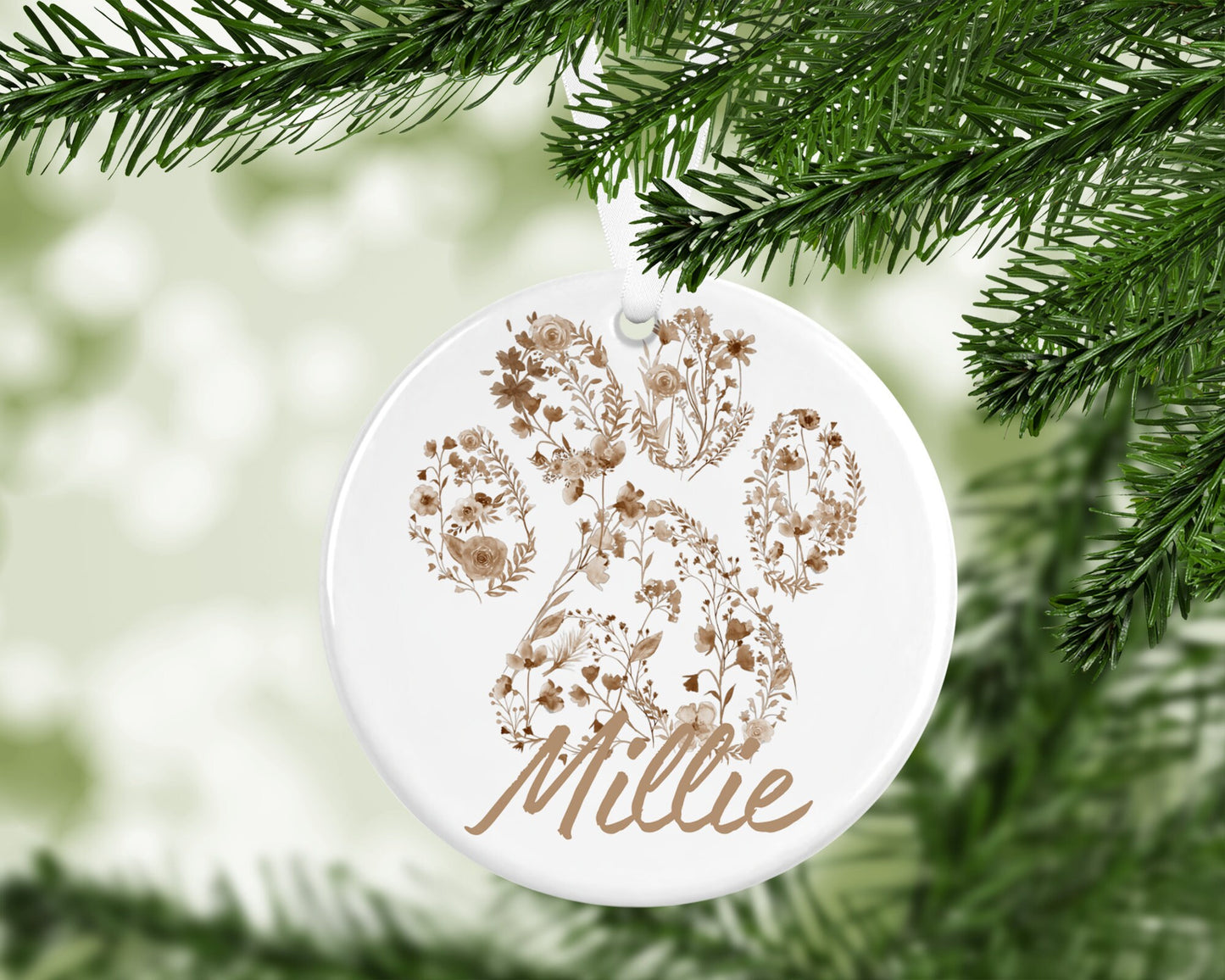 Personalized Dog Paw Print Ceramic Ornament: Keepsake Gift