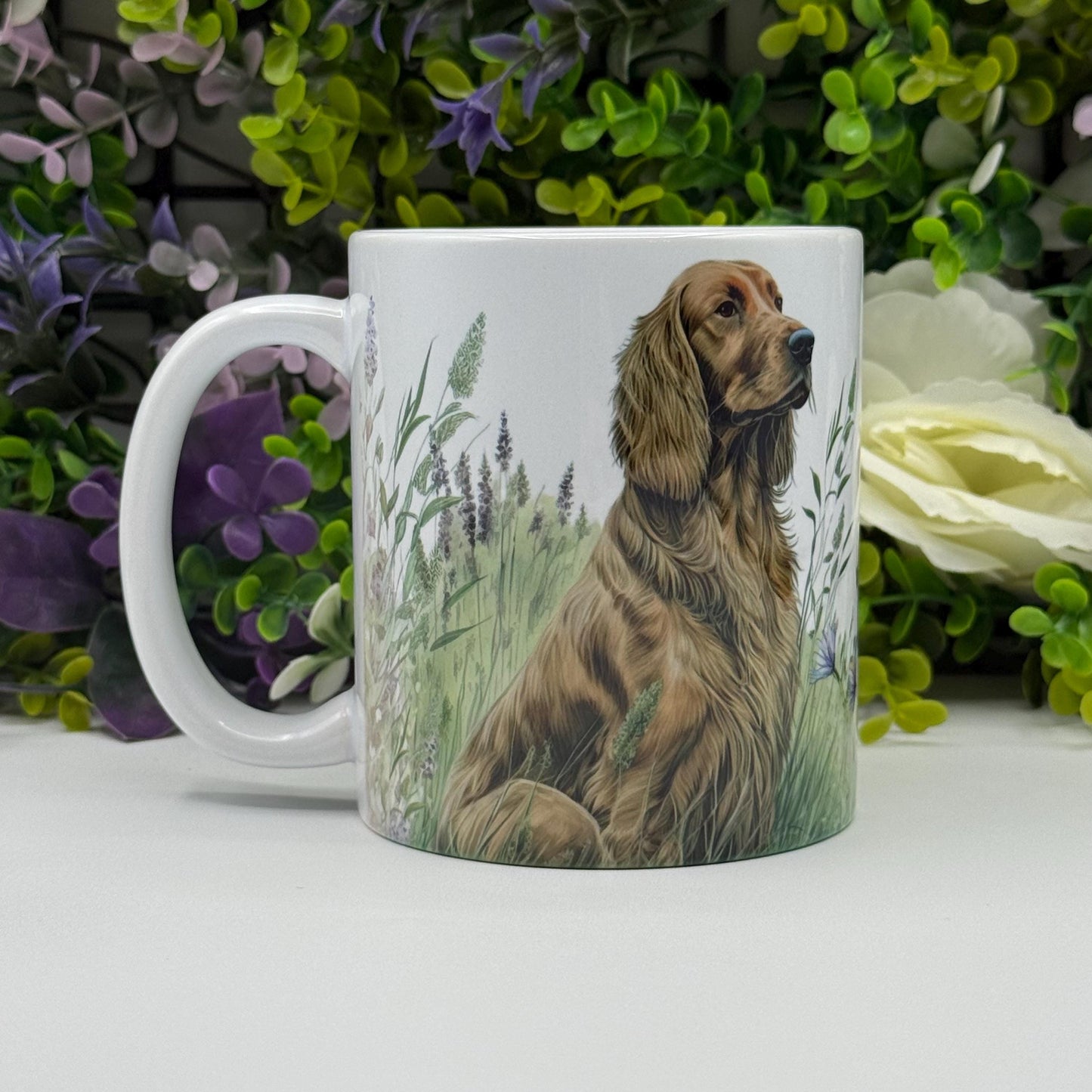 Irish Setter Floral Grass 11oz Dog Mug: Handmade Ceramic Coffee Cup