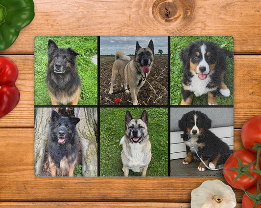 Custom Photo Collage 8inch x 11inch Glass Chopping Board