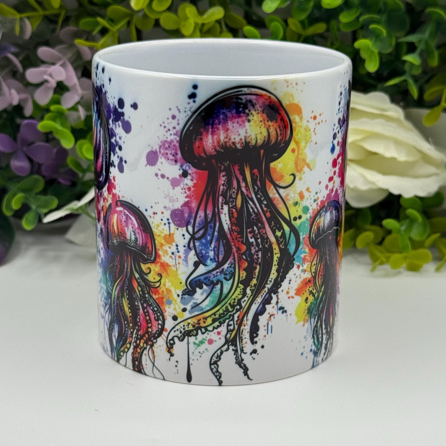Jellyfish Colourful Paint Splash 11oz Ceramic Coffee Mug