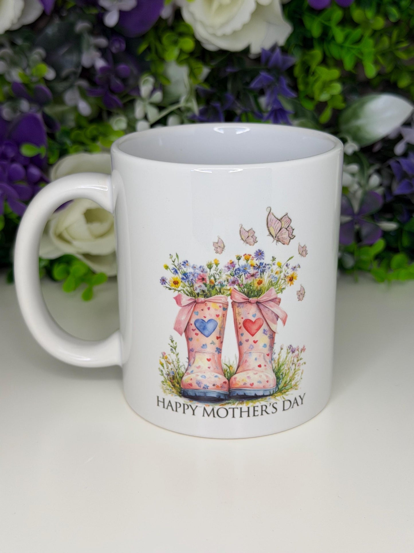 Mother's Day Floral Wellies 11oz Mug