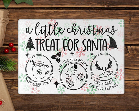 Christmas Treat For Santa Glass Chopping Board 8inch x 11inch