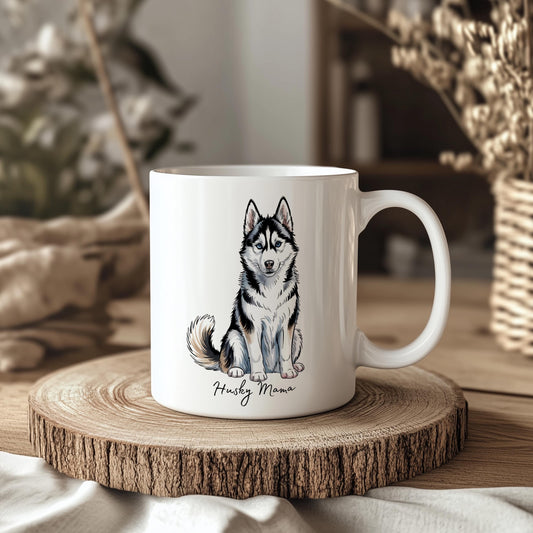 Husky Ceramic 11oz Dog Mug: Handmade Coffee Gift for Pet Lovers