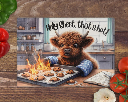 Highland Cow Humour 8inchx11inch Glass Chopping Board