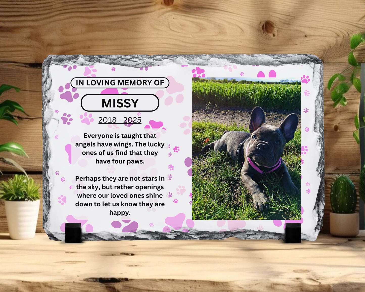 Personalised Pet Memorial Slate – Custom Photo Keepsake Plaque(15cm x 20cm)