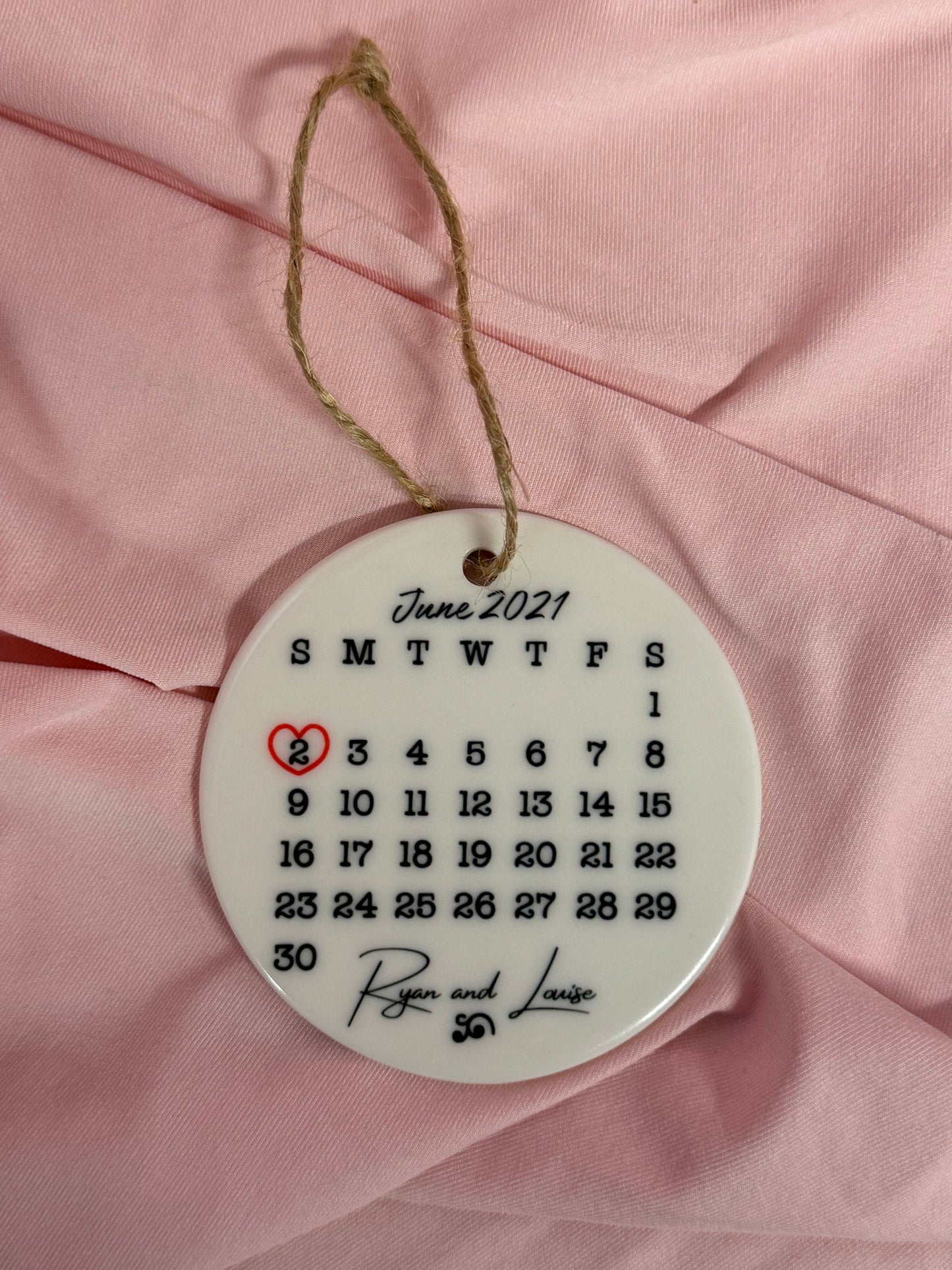 Personalized Date Calendar Ornament: Anniversary Keepsake Gift