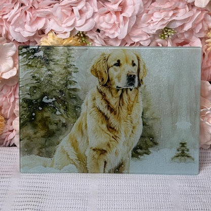 Golden Retriever Glass Chopping Board - Worktop Saver - Kitchen Decor - Heat Mat
