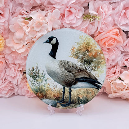 Goose Glass Round Tea Pot Holder/Chopping Board, Cutting Board
