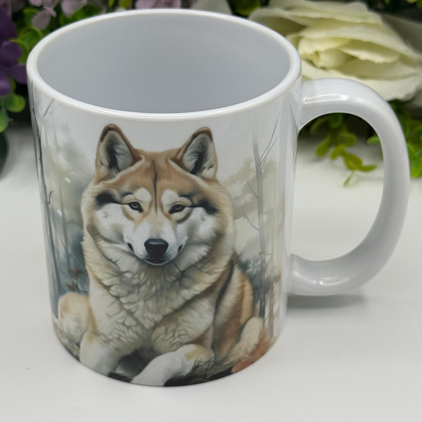 Husky Ceramic 11oz Dog Mug: Handmade Coffee Gift for Pet Lovers